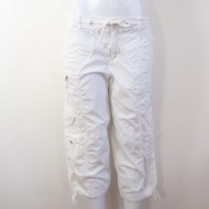 y2k white cargo capri pants acubi gorpcore utility bottoms size 8